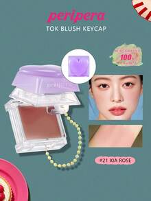 Peripera Rubor Tok Rose 21 XIA ROSE, Rubor en forma de teclado Y2K, apto para 26 tonos de piel, acabado mate aterciopelado cremoso a polvo, crea un aspecto natural sonrojado, de larga duración 8 horas, control de aceite y difuminado de poros, maquillaje coleccionable y divertido, apto para todo tipo de piel para uso diario, sin transferencia ni manchas, ligero y transpirable, ideal para principiantes, maquillaje coreano K-Beauty, regalo, 2.9g/0.10oz - 21 XIA ROSA - Ver 2