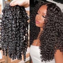 BINF 15A Burmese Curly Human Hair Bundles Raw Vietnamese Unprocessed Burmese Virgin Double Drawn Hair Weave Extensions Deep Water Curly Wave Human Hair 1/3/4 Bundle 3C4A Hair Extension - Natural Black - 查看 1