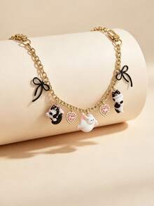 1pc Cute Cat Bag Chain, Bag Extension Chain, Wallet Chain Replacement, 11 Inch Short Chain, Enamel Flower Pendant, Bag Handle Extender, Decorative Bag Chain, Suitable For Wallet Handbag Crossbody Bag, Gold Chain - Multicolor - View 14