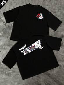 A Symbolic Figure Representing The Duality Between Inner Strength And Outer Calm, With Bold Lines And Contrasting Colors That Evoke Creative Energy And Personal Expression. A Comfortable, Modern, Reversible Men's T-Shirt Suitable For Everyday Wear And Casual Occasions. - 黑色 - 查看 8