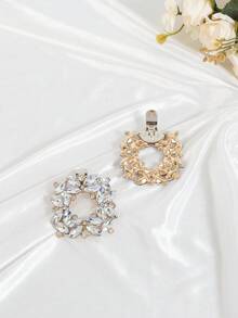 Crystal Glass Shoe Clips, Detachable High-End Metal Shoe Accessories, Suitable For High Heels And Flats, Versatile Shoe Decoration - Dusty Blue - View 5