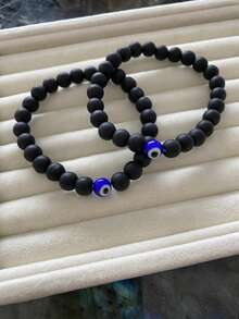 YAUKIA 8mm Men'S Lava Protection Bracelet , Black Obsidian & Hematite Healing Crystal Bracelet , Father'S Jewelry Gift - Multicolor - View 3