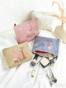 Customized Makeup Bag, Personalized Small Pouch, Customized Cosmetic Bag, Customized Letter Name Logo Storage Bag, Lightweight Zipper Makeup Bag - Multicolor - View 2