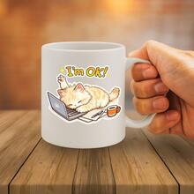 [Envío en 24 horas dentro de México]Taza con doble impresión – Taza de café de cerámica blanca de 11 onzas, apta para lavavajillas y microondas, con un diseño de un lindo gato durmiendo, superficie impresa de alta calidad y duradera, ideal como regalo para cumpleaños, Navidad, días festivos, uso en oficina o hogar – Modelo de diseño MG6814 - 1 - Ver 4