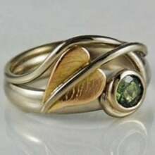 Lightweight Mature Breeze Leaf Green Synthetic Zirconia Ring, Suitable For Women's Daily Commute, Matching Sunny Elegant Accessories, Multi-Functional - Multicolor - View 1