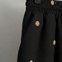 guang zhou mi qian shang mao Everyssa Pantalones cortos de verano de moda, elegantes y casuales con estampado de lunares franceses, con bolsillos, cintura elástica y lazo para mujeres - Café integral - Ver 10