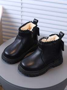 Children's Boots/Children's Lightweight Soft Sole Fur Lined Warm Boots - Black - View 2