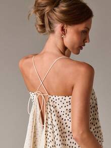 Women's Dot Print Tank Tops Summer Fashionable Sleeveless Loose Fit Sheer Camisole - Champán - Ver 4
