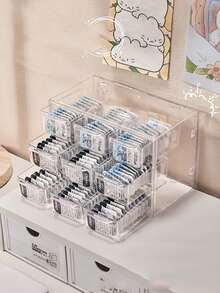 1pc Transparent Multi-Grid Contact Lens Storage Box, Acrylic Material, 6/9/12 Grid Design, Drawer-Style Jewelry Storage Box, Dust-Proof Desktop Organizer For Earrings, Rings, Necklaces And Other Small Accessories - Clear - View 5