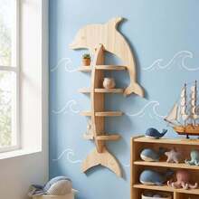1-Piece Creative Solid Wood Dolphin/Bat Shaped Wall Storage Shelf, Multi-Layer Stylish Home Decor Display Rack, Vertical & Horizontal Mountable Bathroom Organizer, Ideal For Home Decoration & Display, Space-Saving Storage Essential, Perfect Gift For Family And Friends - 多款 - 查看 8