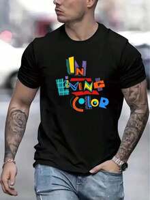 Men's Casual Short Sleeve T-Shirt For Halloween, 1 Piece, 100% Pure Cotton - Comfortable, Soft And Attractive Round Neck - Unisex Loose Fit Cotton Short Sleeve T-Shirt In Urban Vintage Style With Round Neck. - 黑色 - 查看 8