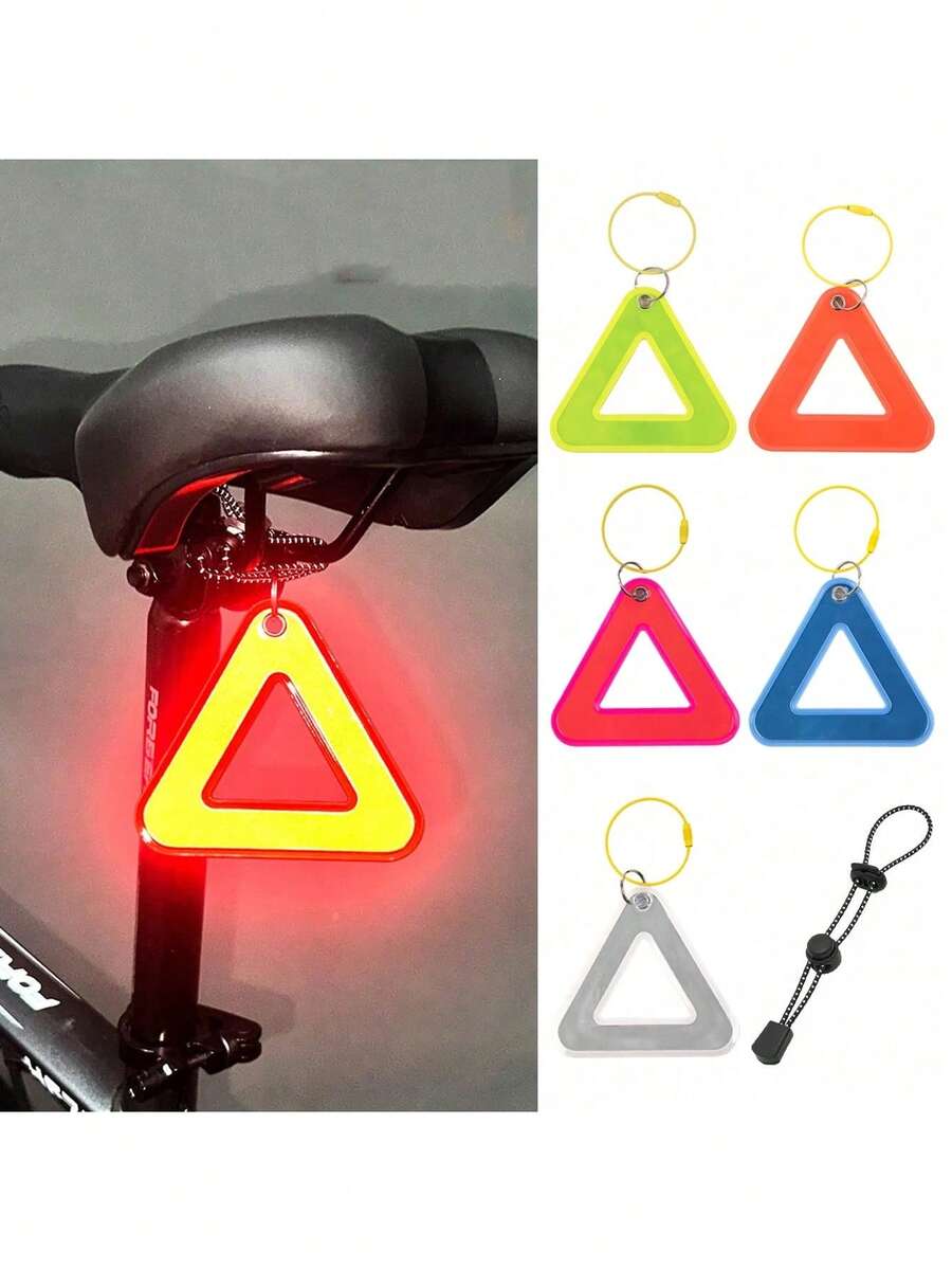 1/5pcs Multiple Colors Available Bicycle Saddle Reflective Triangle Sign, Cycling Reflective Sign, Hanging Triangle Sign - Multicolor - View 1