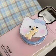 Cute Puppy Airbag Holder, Blue Butterfly Bone Decorated Acrylic Phone Holder, Kawaii Girly Series Accessories, Slouchy Person Holder, Magnetic Phone Grip - Multicolor - View 8