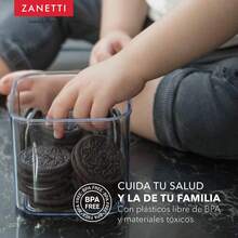 Zanetti - Juego de Recipienteséticos de Plástico Premium con Tapa Blanca para Almacenamiento de Alimentos - Libres de BPA - 75 Etiquetas personalizadas en español + 8 Etiquetas de Pizarrón VURP - Negro - Ver 5