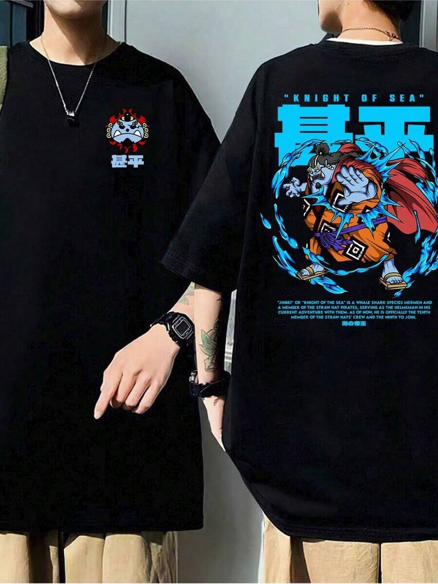 Jimbe Sea Knight T-Shirt, Men's Fish Pirates Of The Sun, 100% Cotton, Unisex, Plus Sizes, Urban Punk Style, Casual T-Shirt For Men And Women, Urban Clothing, Immediate Shipping - 黑色 - 查看 1