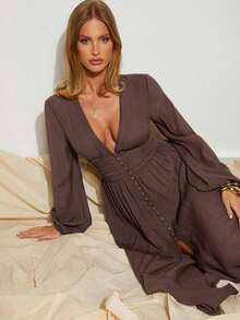 Women Midi Dresses - 棕色 - 查看 6