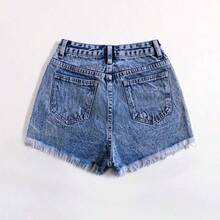 Nana's Women's Clothing Store  Pantalones cortos vaqueros casuales, estilo minimalista para uso diario - Lavado ligero - Ver 8