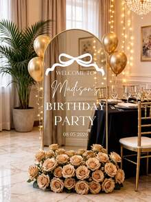 1pc - Personalized Name, Birthday Logo, Mirror Sticker, Birthday Party Decoration, Selfie Sticker, DIY Birthday Sticker. Welcome To My Birthday Party! Mirror Sticker, Removable Letters, Birthday Sticker Mirror, Birthday Mirror Sticker, Personalized Vinyl Sticker With Birthday Host Name. Birthday Party Decoration, Birthday Party - Multicolor - View 5