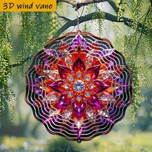 3D 1pc "Dreamlike Pattern Composed Of Brilliantly Colored Petals Like Gems" 10in*10in With 360° Rotating Hook, Creative Wind Spinner For Porch/Yard Decor (Pendant Not Included), Random Style - A - View 5