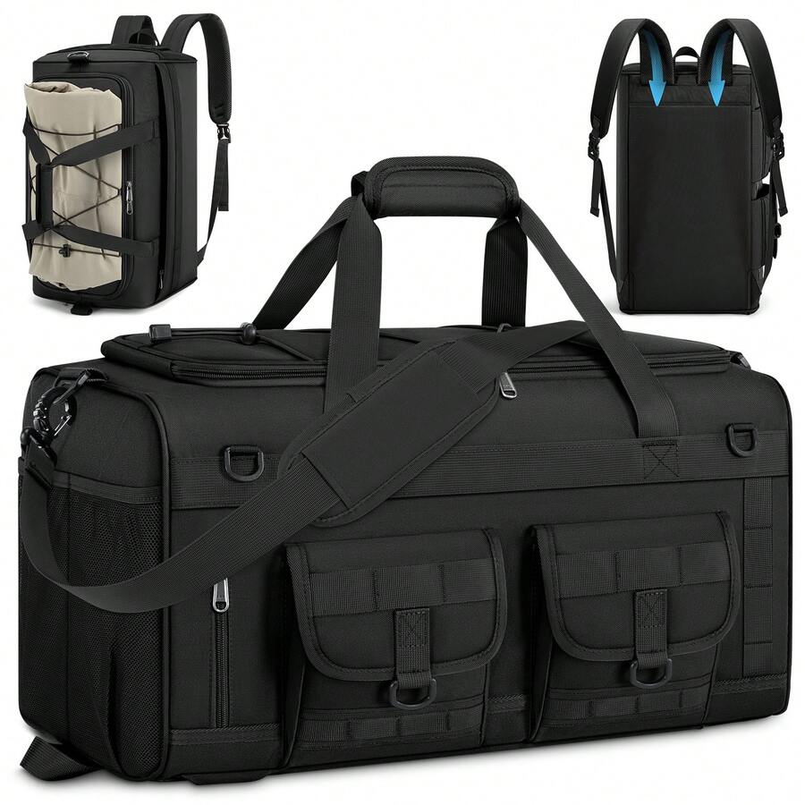 Convertible Travel Backpack & Duffel Bag, 3-In-1 Carry On Garment Luggage With Shoe Compartment, Waterproof Weekender Bag With Laptop Sleeve & Shoulder Strap For Men Women - màu đen - Xem 1