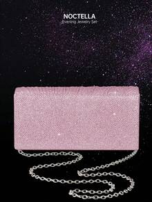 Noctella Borsa clutch da donna con cristalli scintillanti e strass, portafoglio da sera elegante e di lusso, nuova busta pieghettata alla moda, con set di gioielli composto da collana, orecchini e bracciale in cristallo, adatto per ragazze in festa, spose, regali per vacanze, borse da cerimonia, borse da festa, perfettamente abbinabile ad abiti da festa, da sera e con paillettes, l'accessorio perfetto per partecipare a balli - Rosa - Visualizzare 10