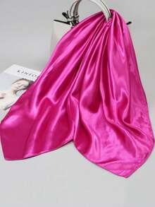 1 pièce Foulard carré grande taille 90cm X 90cm, polyvalent et mode, pure couleur rouge rose. Châle pare-soleil multifonctionnel - Rose vif - Voir 13