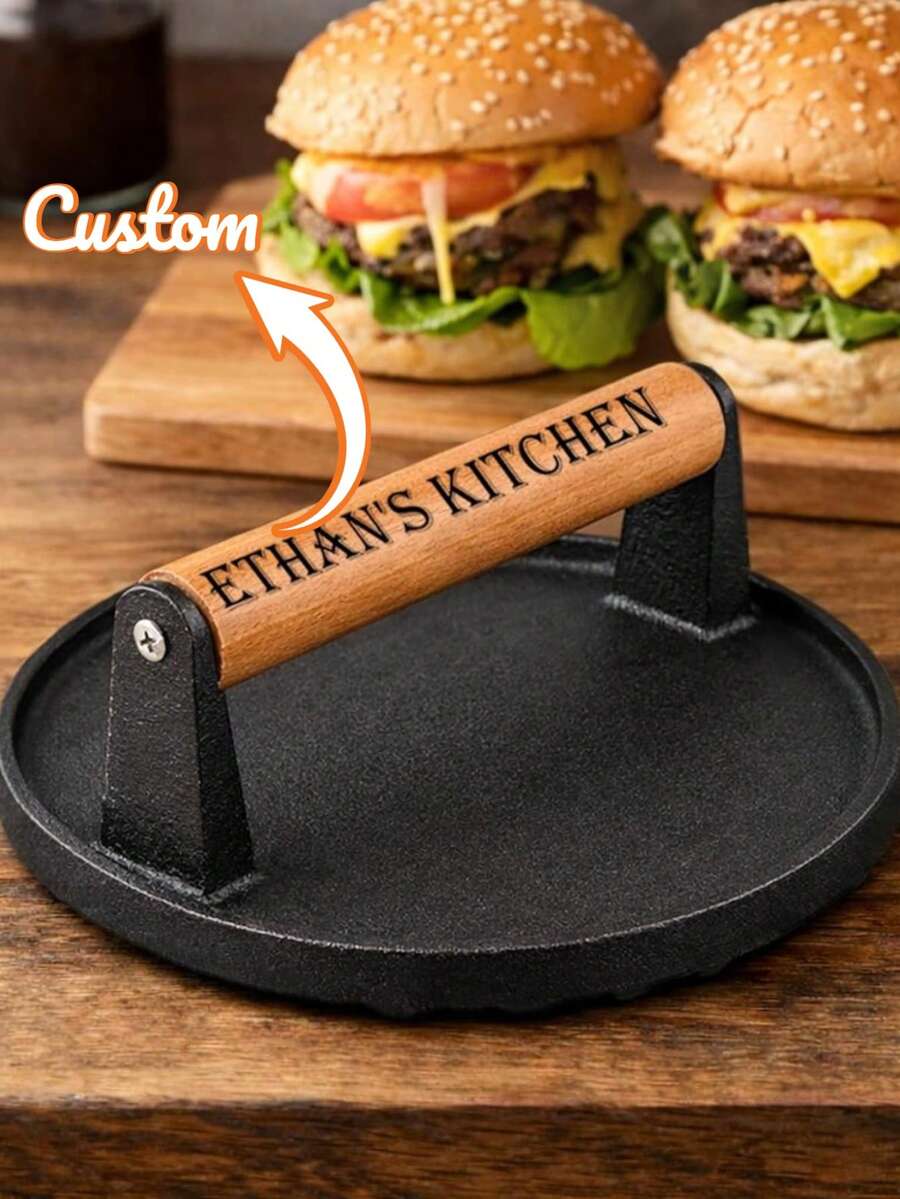 Personalized Burger Press, Customized Engraved Burger Press, BBQ Grill Tool, BBQ Gift For Dad, Husband, Chef - Multicolor - View 1