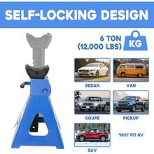 Six Ton Heavy Duty Car Jack Stands Set, Double Locking Adjustable Height Support Stand Organizer, Auto Vehicle Maintenance Lift Tool Base For Car SUV Pickup Truck Repair, Industrial Style, Black, One Pair - 3噸 - 查看 5