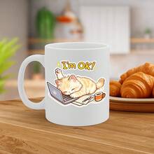 [Envío en 24 horas dentro de México]Taza con doble impresión – Taza de café de cerámica blanca de 11 onzas, apta para lavavajillas y microondas, con un diseño de un lindo gato durmiendo, superficie impresa de alta calidad y duradera, ideal como regalo para cumpleaños, Navidad, días festivos, uso en oficina o hogar – Modelo de diseño MG6814 - 1 - Ver 3