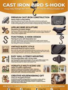 Cast Iron Bird Wall Hook, 14.6x4.8cm, Rustic, Holds Coats/Bags/Keys/Towels, For Entryway/Porch/Bedroom/Garden/Patio - Multicolor - View 3