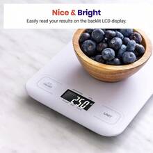 Food Kitchen Scale, Digital Grams And Ounces Weight Loss, Baking, Cooking, Keto And Meal Prep, LCD Display, Medium, White - 白色 - 查看 5