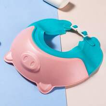1pc Adjustable Cartoon Waterproof Bath Cap, Baby Shampoo Bath Hat, Portable Shower Cap, Silicone Material, Sun Hat, Cute Piggy Design - High Quality Ear Protection, Multiple Colors Available (Pink, Blue) - Bathroom Essential Bath Cap, Bathroom Accessory, Fun Design, Comfortable Fit - Multicolor - View 6
