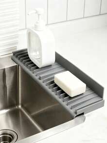(4/3/2/1pc Set Available) Flexible Spliceable Drainage Mat/Faucet Splash Guard - Specifically Designed For Sinks, Non-Slip, Quick-Drying, Effectively Protects Bathroom And Kitchen Sink Areas. Easy-To-Clean Surface, Fits Single-Hole Faucets, Suitable For Kitchen And Bathroom Vanities. - View 11