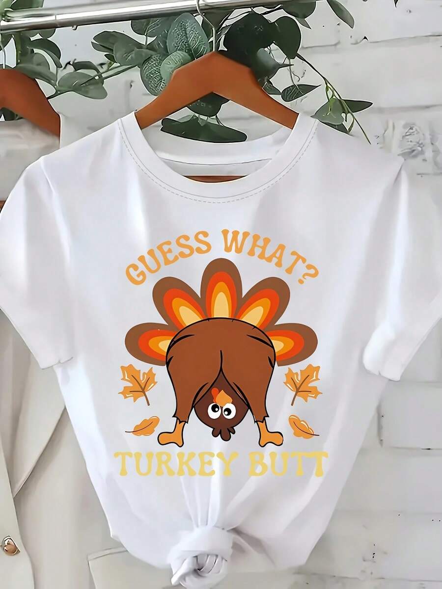 Funny Thanksgiving T-Shirts "Which Is The Turkey's Butt?", Funny Turkey Thanksgiving Sweatshirts, Funny Turkey Gifts, Thanksgiving Gifts - 白色 - 查看 1