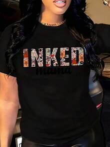 Comfortable For All-Day Wear. This Women's Casual Short-Sleeve T-Shirt Features A Crew Neck, A Relaxed Fit, And A Graphic "Inked Mama" Print With A Floral And Tattoo Design. It's Perfect For Everyday Wear And Outings. The Comfortable, Relaxed Fit Flatters All Body Types, While The High-Quality Material Feels Soft Against The Skin And Offers Durability. - 白色 - 查看 9