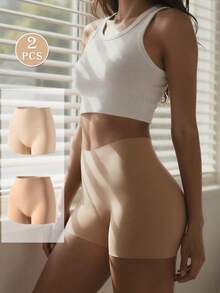 2pcs/Set Summer Seamless Skin-Colored Safety Shorts, Elastic Silky Breathable Women's Underwear - Multicolor - View 6