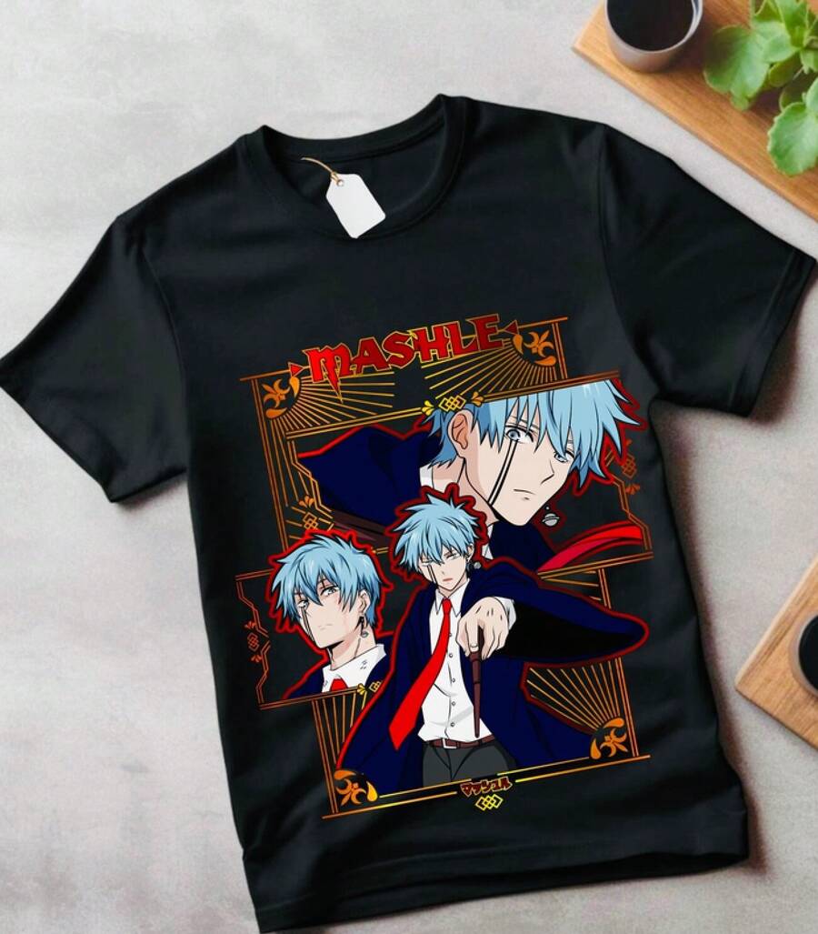 Mashle T-Shirt Magic And Muscles Mash Cream Puff Anime Gifts Shirt All Size - 黑色 - 查看 1