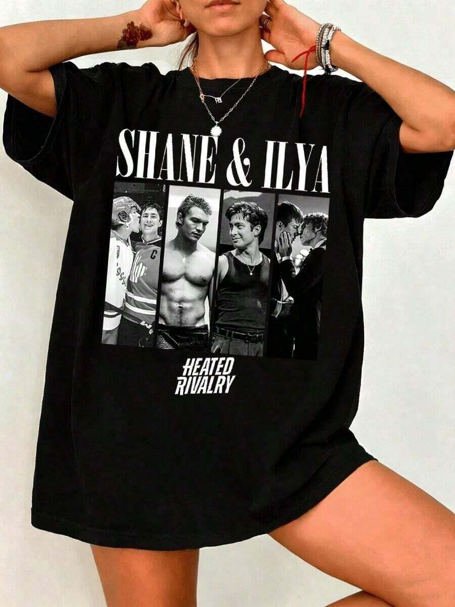 Shane And Ilya, Shane Hollander's Passionate Rivalry, Classic Shane Hollander And Ilya Rozanov Rivalry T-Shirt - 黑色 - 查看 1