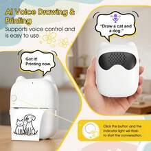 AI 迷你印表機，AI 智慧語音貼紙印表機附顯示螢幕，適用於著色頁、日記，完美適合筆記、居家、學校、辦公室及創意 DIY - 彩色 - 查看 6
