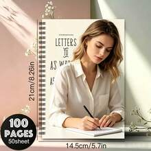 1pc Letters To My Little Girl Spiral Notebook, Wooden Pulp Paper, Student & Office Use, Back To School Season - A - View 4