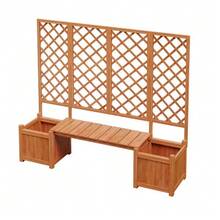 Flower Pot With Trellis For Climbing Plants, Spacious Planter, Flower Box, Solid Brown Fir Wood Planter, Flower Pot With Trellis And Seat For Garden, Courtyard, Terrace - Brown - View 11