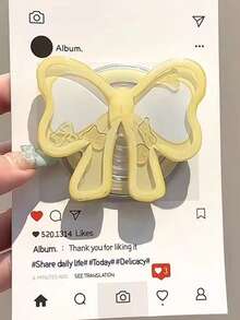 1个卡通蝴蝶结摇晃磁吸伸缩便携式手机桌面支架，适合作为节日礼物送给姐妹、女友和同学（搭配磁环使用更安全稳定） - 黃色蝴蝶結 - 查看 2
