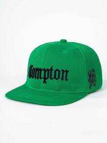 1 Stück bestickter Compton Seitenstickerei Flachkrempen Hut, verstellbarer Sonnenschutz Hut für Outdoor, geeignet für Frühling/Herbst Reisen, Strandurlaub, Jungen Sonnenhut, Y2K Stil Jugendkappe - Baseball Kappe - Übersicht 7