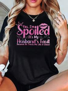 Women's T-Shirt For Spring And Summer - Black - View 2
