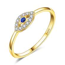 Kaletine 1pc 925 Sterling Silver K-Gold Small Eye Ring - Gold - View 7