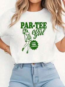 Girl Golfer Shirt Funny Par Tee Girl For Golf Lovers T-Shirt Wounisex'Casual Short Sleeve Crew Neck T-Shirts.Summer T-Shirts. Wounisex's Summer Clothing - White - View 8