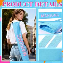 1Pc 34 Inch Long Blue Canvas Mahjong Mat Storage Bag, Cute Double‑Strapped Drawstring Mahjong Holder, Lightweight Portable Board Game Carrying Pouch, Wear‑Resistant Canvas Fabric, Drawstring Closure Design, Space‑Saving Foldable Structure, Suitable For Home Leisure, Family Game Nights, Friend Gatherings, Outdoor Picnics, Beach Activities, Road Trips, Travel Board Game Storage, Mahjong Club Events, Holiday Parties, Camping Entertainment, Ideal For Mahjong Players, Board Game Enthusiasts, Hobby Lovers, Family Members, Gift For Birthday, Holiday, Housewarming, Game‑Themed Occasions, Christmas (Mat Not Included) - Blue - View 3