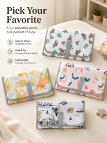 1pc Foldable Portable Baby Diaper Changing Pad, Multifunctional Diaper Changing Station - Multicolor - View 2