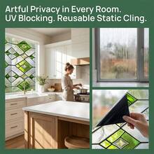 1/4pcs Stained Glass Static Cling Window Film Privacy Rhombus Geometric Pattern Non-Adhesive Heat Control UV Blocking Removable Decorative Glass Sticker For Home Office Bathroom Decor - Diamond-shaped Privacy Film - View 9