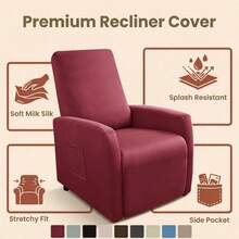 4pcs Waterproof Small Slouchy Sofa Cover, Elastic Slouchy Sofa Slipcover With Storage Pockets, Suitable For Slouchy Chair, Armchair, 1-Seater Recliner, Waterproof Elastic Armchair Protector Cover For Slouchy Chair, TV Chair Conversion - Multicolor - View 14